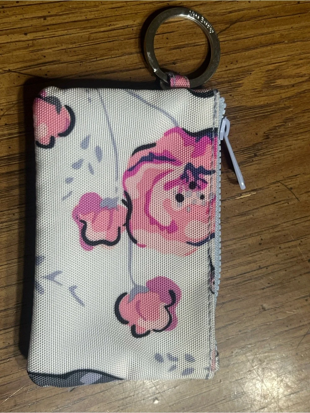 Vera Bradley Pink Floral Canvas Card Holder with Keyring